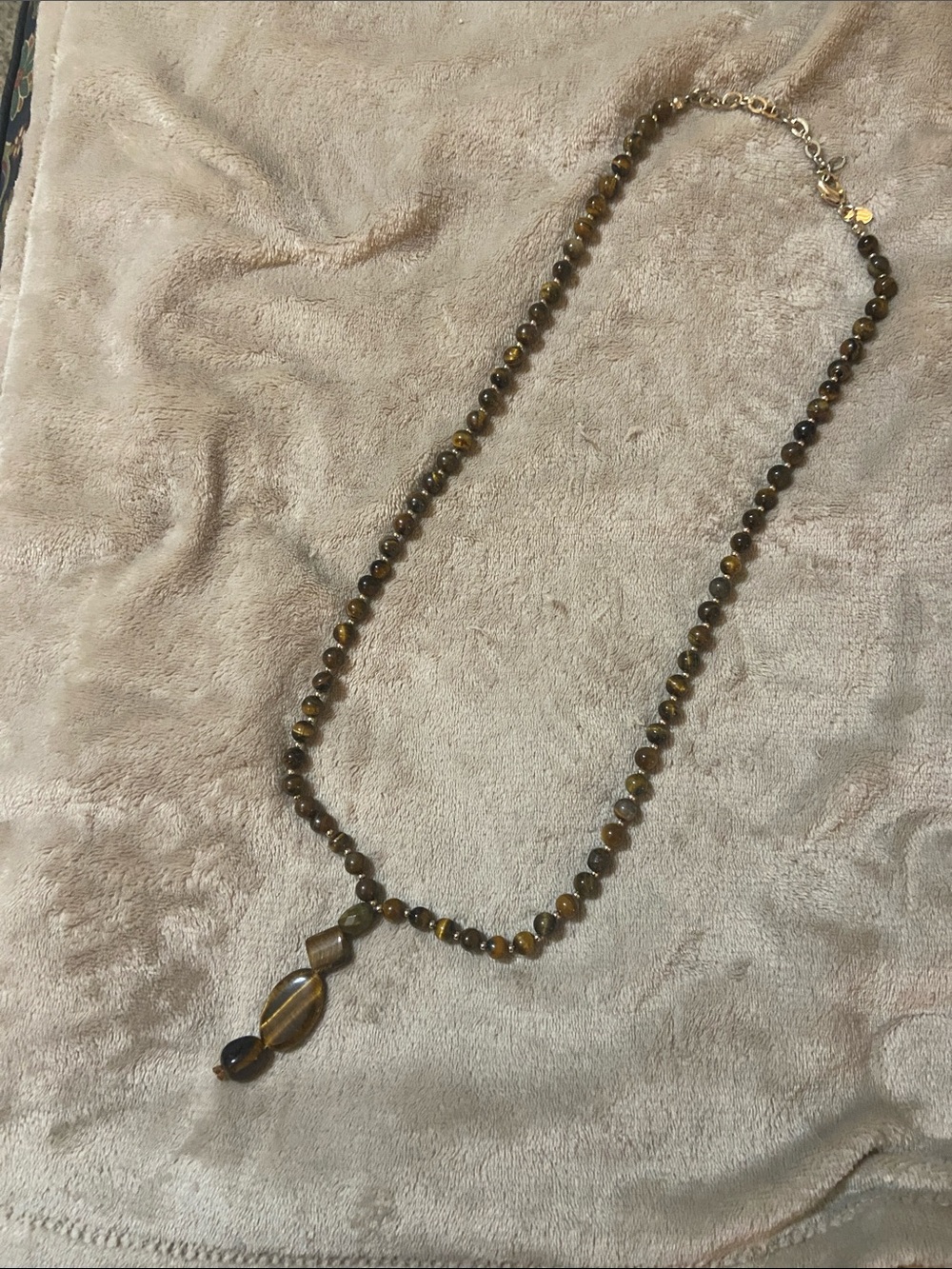 Chico's Brown and Gold Beaded Pendant Necklace